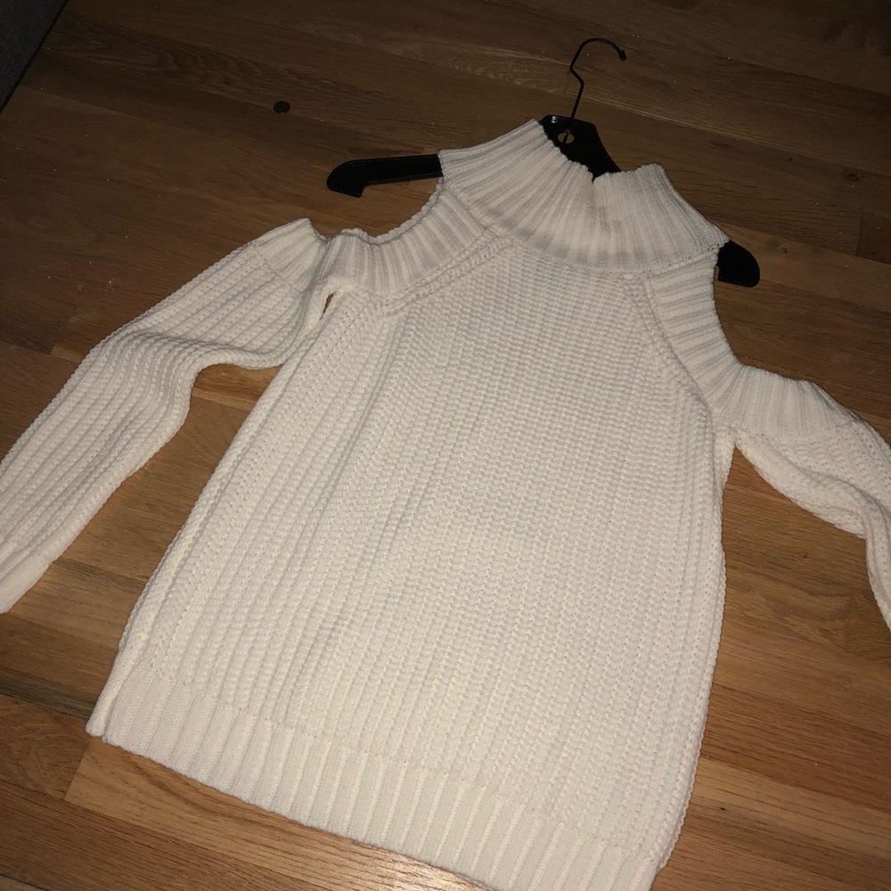 Knit cold shoulder sweater